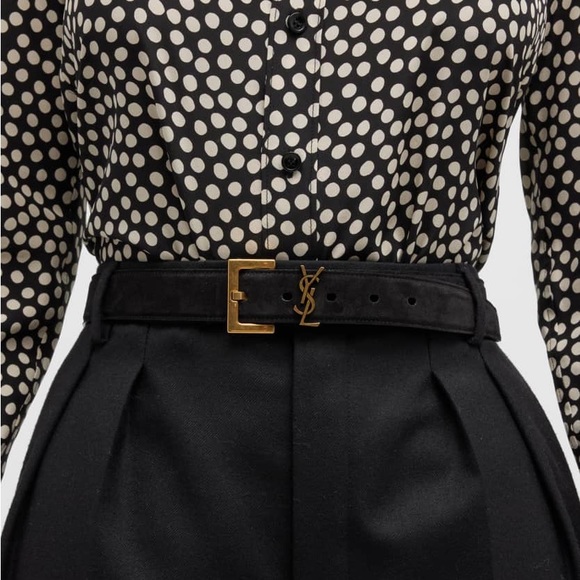 BNIB! Rare! AUTHENTIC Saint Laurent YSL Monogram Suede Belt SIZE 80 MSRP $695 main image 15